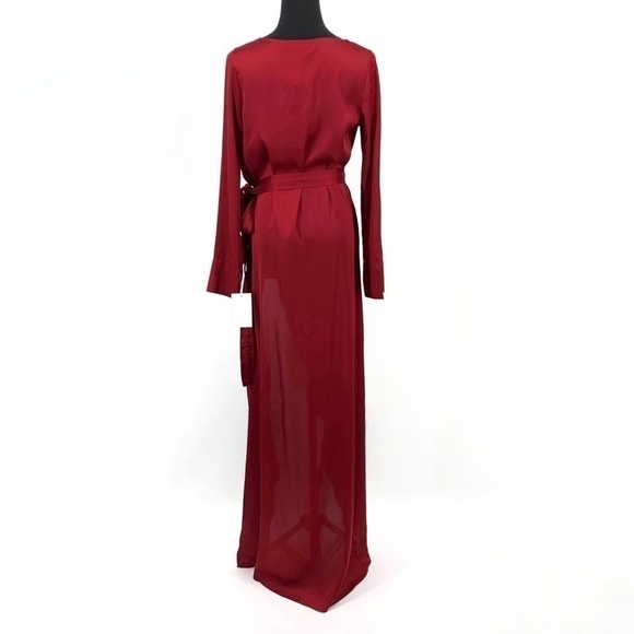 FOR LOVE & LEMONS x JAIME KING LA LYDIA RUBY RED  ROBE LONG SLEEVE WRAP DRESS - Picture 11 of 15